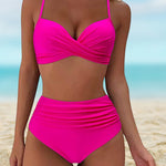 Lena – Elegantní bikiny s vysokým pasem, barva: růžová