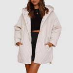 Päivi - Zimní oversize bunda s kapucí, barva: béžová