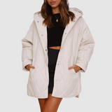 Päivi - Zimní oversize bunda s kapucí, barva: béžová