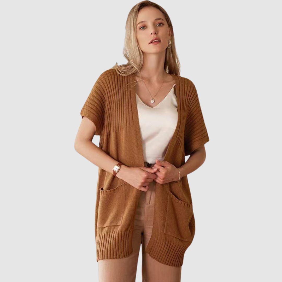 Jasmína - Lehký pletený cardigan, barva: hnědá