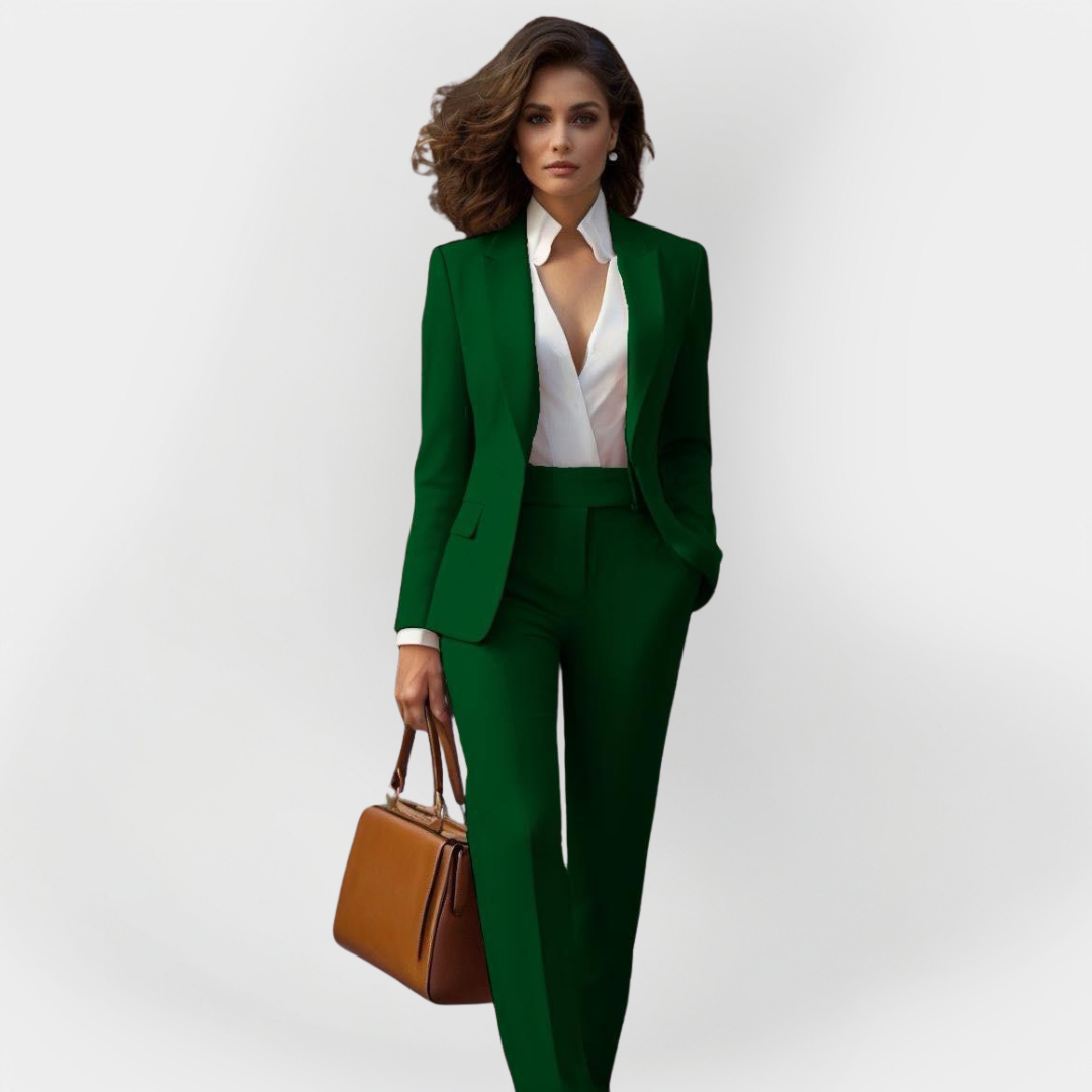 Elżbieta - Elegantní dámský kostým, barva: tmavě zelená