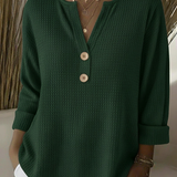 Lucia | Textured Henley Button Top