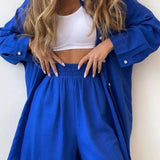 Katharina – Elegantní dvoudílný komplet, barva: modrá