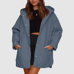 Päivi - Zimní oversize bunda s kapucí, barva: modrá