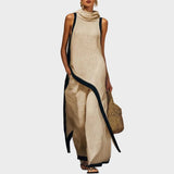 Leonora - elegantní a dokonalý len, barva: khaki