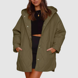 Päivi - Zimní oversize bunda s kapucí, barva: zelená
