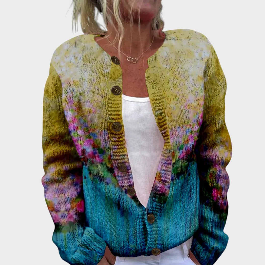 Rita - Podzimní květinový cardigan