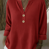 Lucia | Textured Henley Button Top