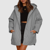 Päivi - Zimní oversize bunda s kapucí, barva: šedá