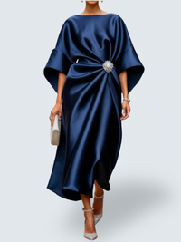 Elena – Luxe Csillogó Szatén Hosszú Ruha