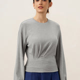 Asymmetric Ruched Stretch Knit Top CALLIOPE