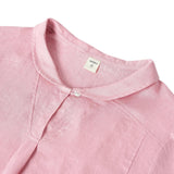 100% Linen Shawl V-Neck Half Sleeve Top JADE