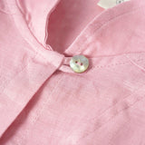 100% Linen Shawl V-Neck Half Sleeve Top JADE