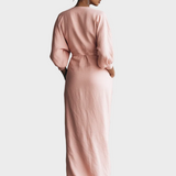 Lněné maxi šaty s výstřihem do V