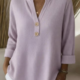 Lucia | Textured Henley Button Top