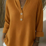 Lucia | Textured Henley Button Top