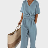 Ava - Elegantní dvoudílný set, barva: nebesky modrá