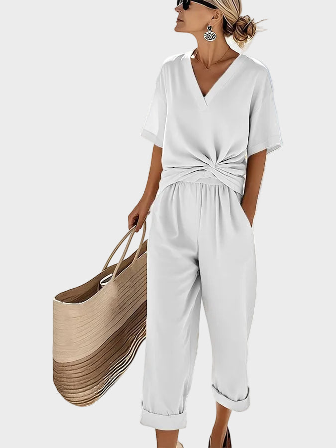 Ava - Elegantní dvoudílný set, barva: bílá