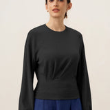 Asymmetric Ruched Stretch Knit Top CALLIOPE