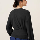 Asymmetric Ruched Stretch Knit Top CALLIOPE