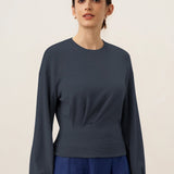Asymmetric Ruched Stretch Knit Top CALLIOPE