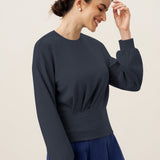 Asymmetric Ruched Stretch Knit Top CALLIOPE