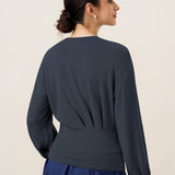 Asymmetric Ruched Stretch Knit Top CALLIOPE