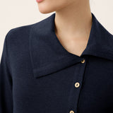 Wool Asymmetric Lapel Fruit Button Decor Top YSABEL