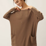 Lenzing Tencel Modal® Long Drop Shoulder Stretch Pullover Top with Patch Pockets