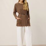Lenzing Tencel Modal® Long Drop Shoulder Stretch Pullover Top with Patch Pockets