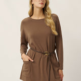 Lenzing Tencel Modal® Long Drop Shoulder Stretch Pullover Top with Patch Pockets