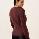 Wool Lyocell Asymmetric Ruched Overlap V-Neck Top TILLY