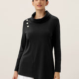 Lenzing Modal® Mock Neck Buttoned Stretch Top ZARIA