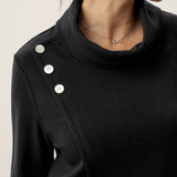 Lenzing Modal® Mock Neck Buttoned Stretch Top ZARIA