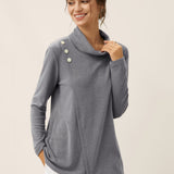 Lenzing Modal® Mock Neck Buttoned Stretch Top ZARIA