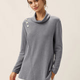 Lenzing Modal® Mock Neck Buttoned Stretch Top ZARIA