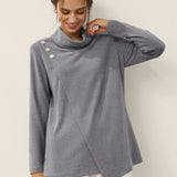 Lenzing Modal® Mock Neck Buttoned Stretch Top ZARIA