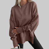 Gabriela – Pohodlná oversized mikina s dlouhými rukávy, barva: hnědá