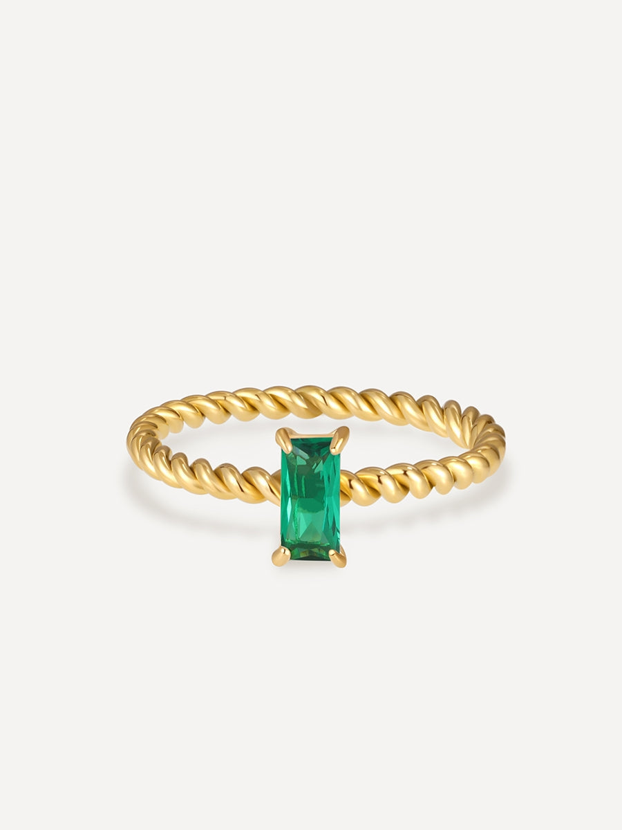 Elegantní zelený spirálový prsten, barva: zlatá