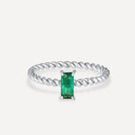Elegantní zelený spirálový prsten, barva: stříbrná