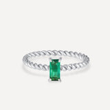 Elegantní zelený spirálový prsten, barva: stříbrná