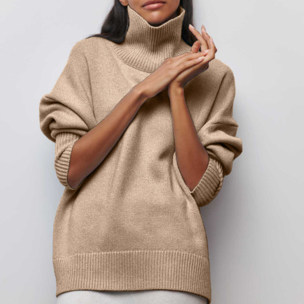 Katrielle - svetr s rolákem, barva: khaki