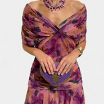Magda - Dlouhé květované šaty s výstřihem do V, barva: fialová