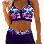 Magdalena – Pruhované bikiny s vysokým pasem, barva: fialová/modrá