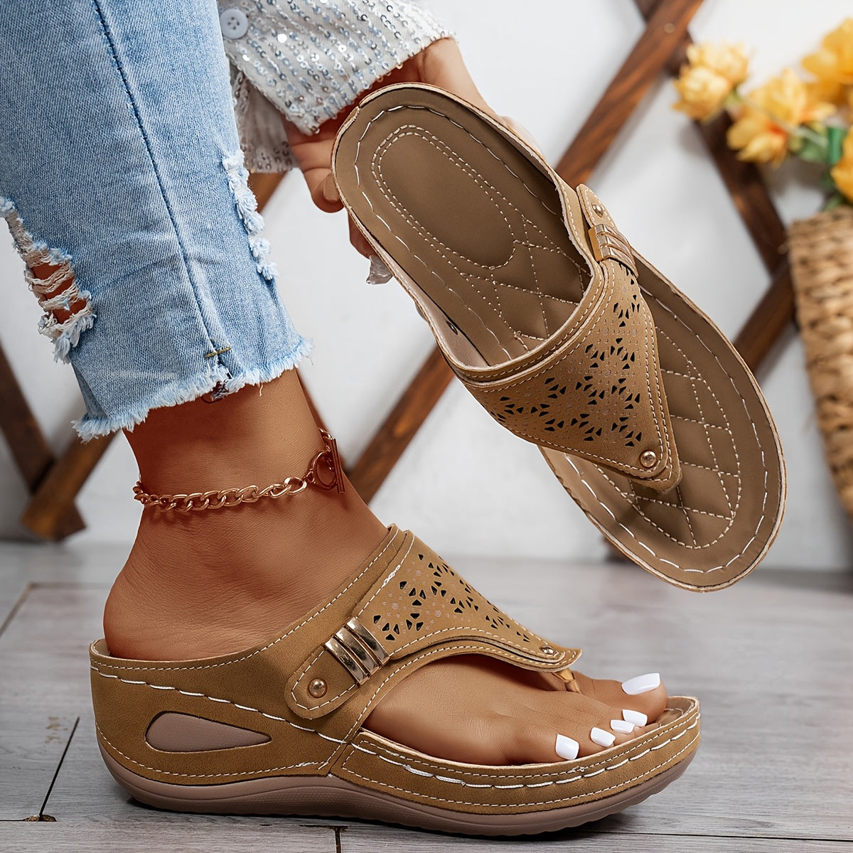 Valerie – Pohodlné ortopedické sandály, barva: khaki