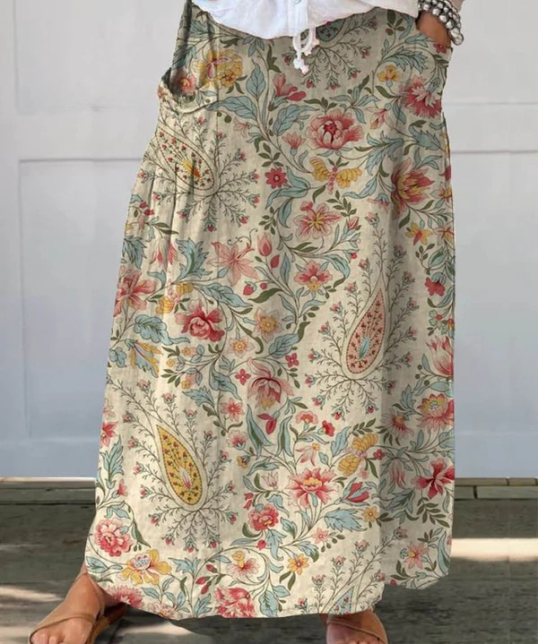 Rosa – Lehká sukně s potiskem, barva: béžová