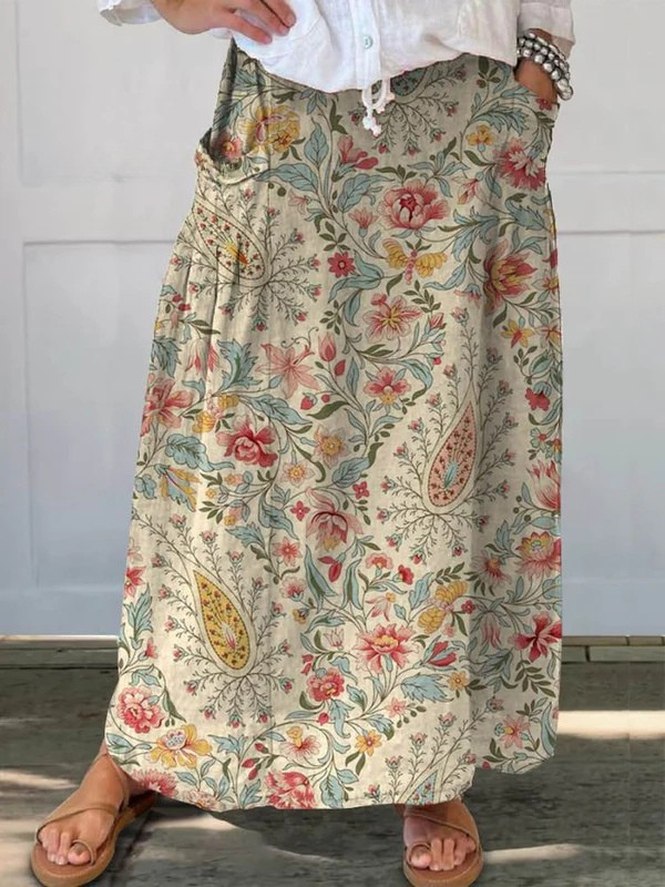 Rosa – Lehká sukně s potiskem, barva: béžová