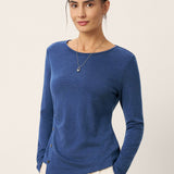 Wool Asymmetric Buttoned Long Sleeve Top LUCIE