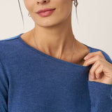 Wool Asymmetric Buttoned Long Sleeve Top LUCIE