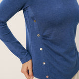 Wool Asymmetric Buttoned Long Sleeve Top LUCIE